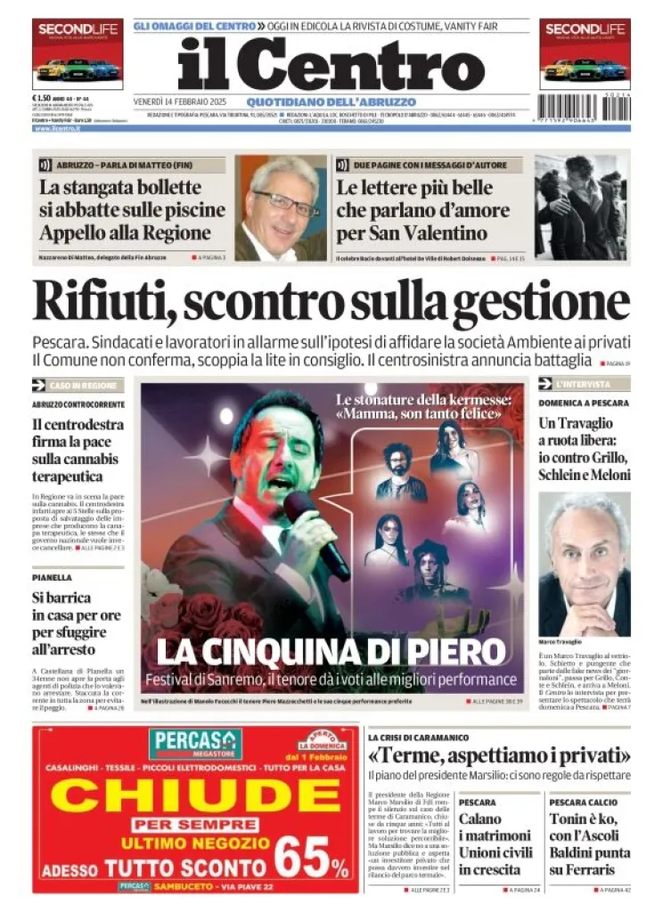 Prima-pagina-il centro-oggi-edizione-del-2025-02-14